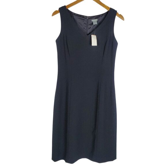 NEW Ann Taylor Sleeveless Little Black Dress Sz 4 LBD V-neck Back Ruffle Career - Picture 2 of 15